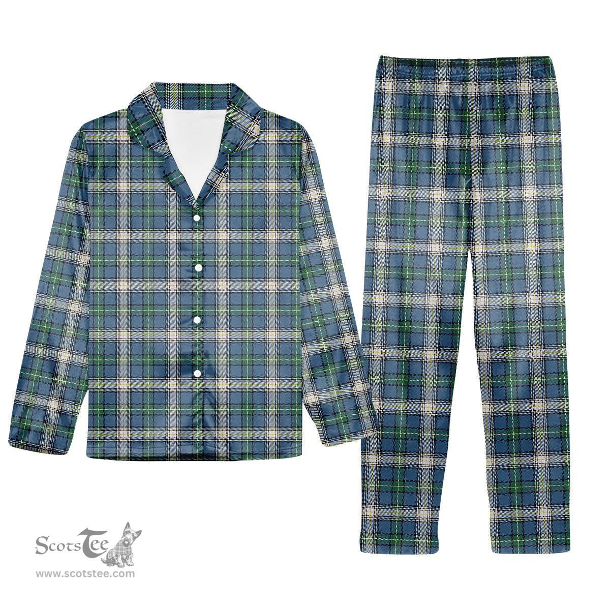 ScotsTee Shop Scottish McDowall Modern Tartan Pajama Satin Velvet Flannel Pajama Set