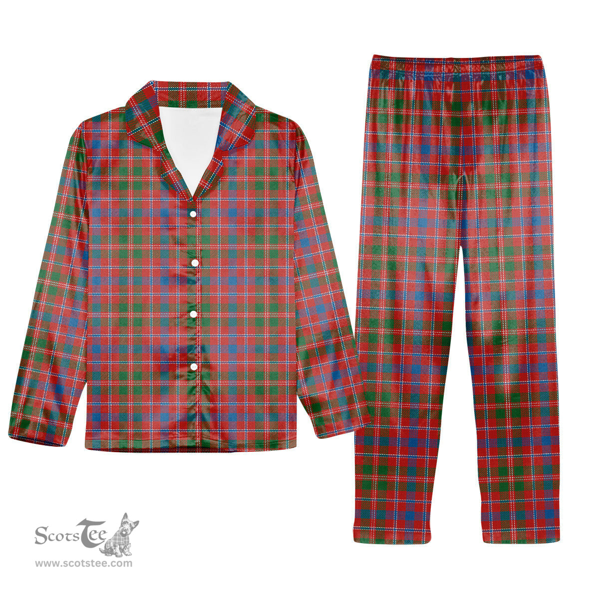 ScotsTee Shop Scottish McDonald of Glenaladale Ancient Tartan Pajama Satin Velvet Flannel Pajama Set