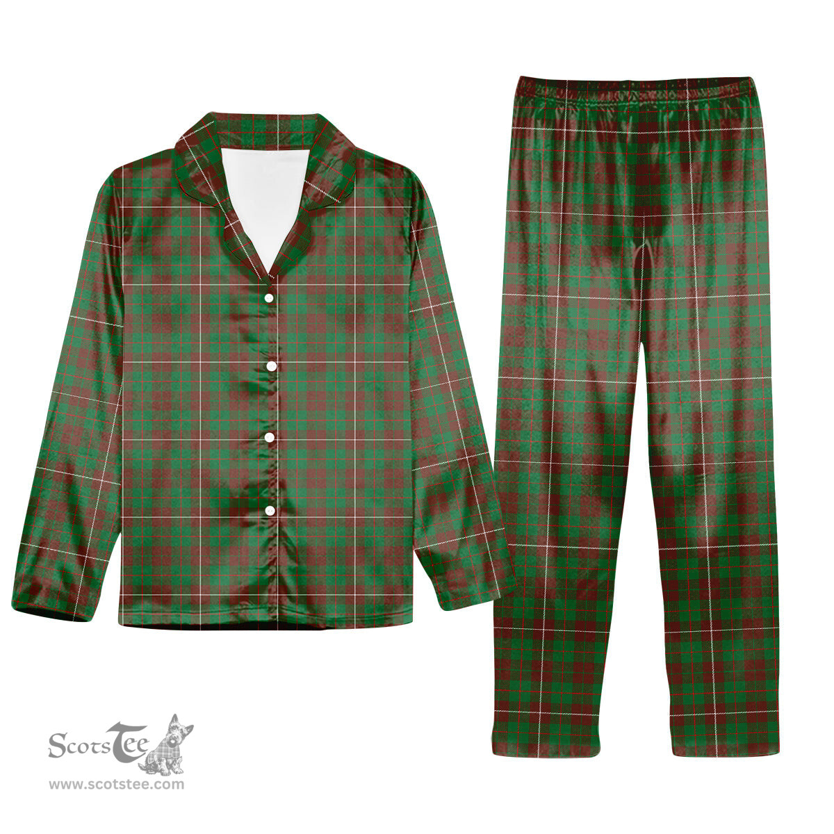 ScotsTee Shop Scottish McKinnon Hunting Modern Tartan Pajama Satin Velvet Flannel Pajama Set