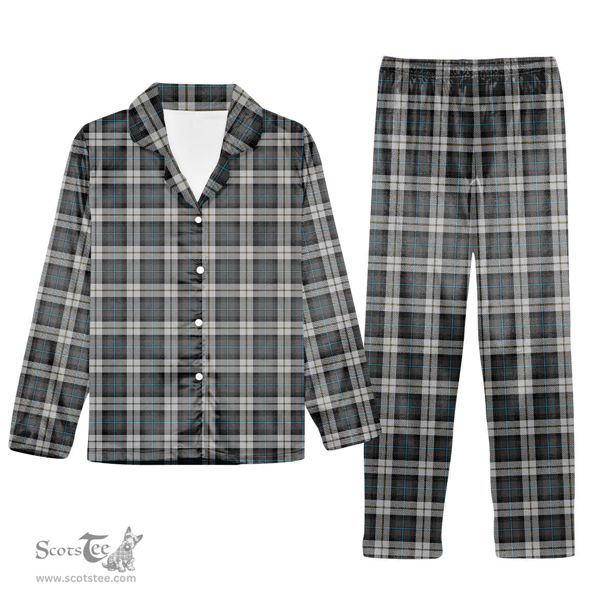 ScotsTee Shop Scottish McCandlish Arisaid Grey Tartan Pajama Satin Velvet Flannel Pajama Set