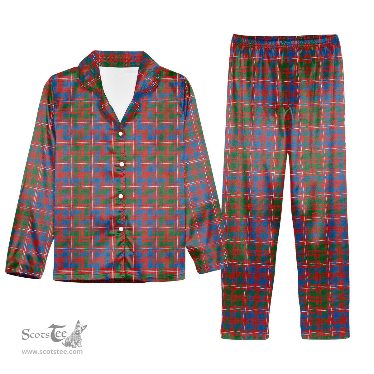 ScotsTee Shop Scottish McColl Hunting Ancient Tartan Pajama Satin Velvet Flannel Pajama Set
