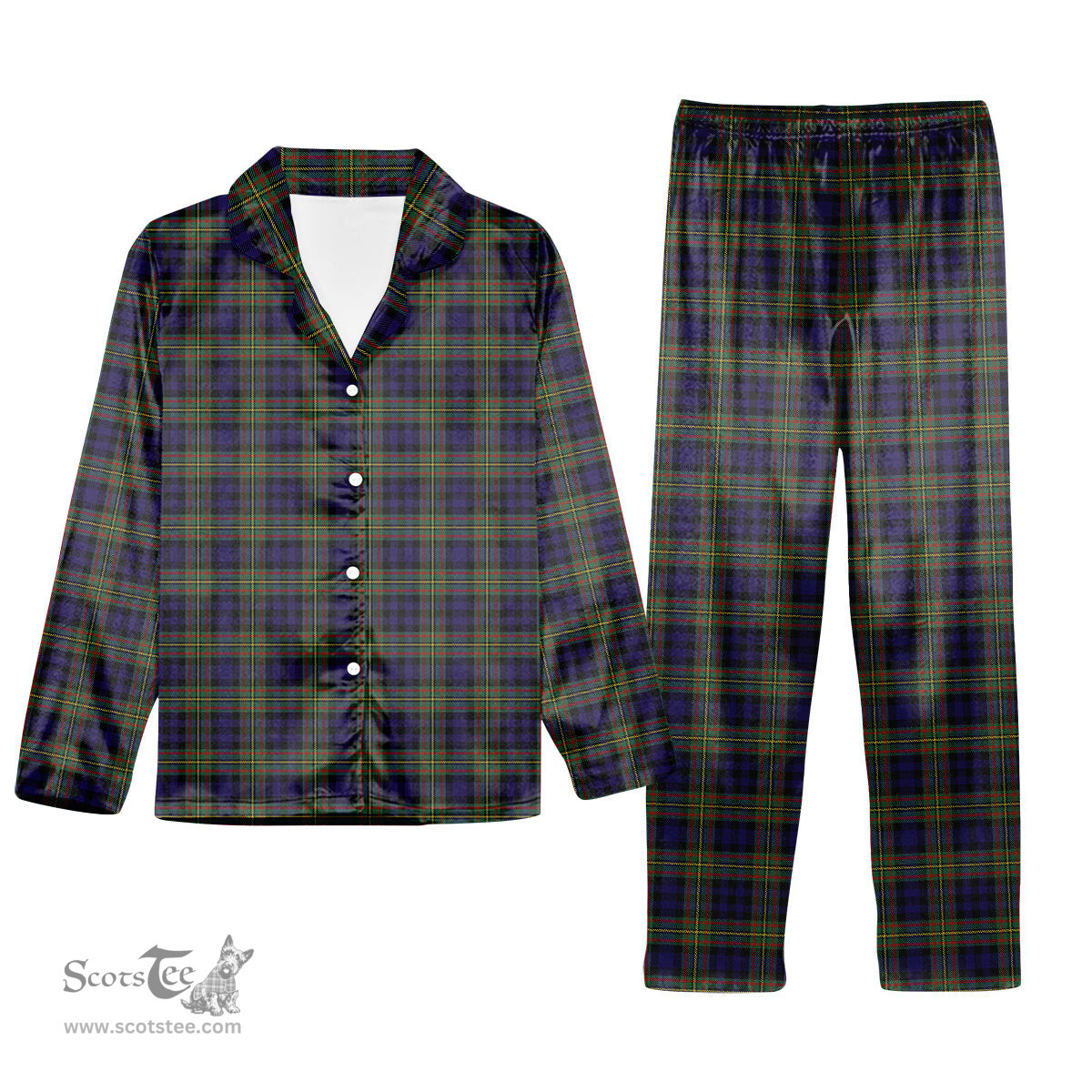 ScotsTee Shop Scottish McClelland Modern Tartan Pajama Satin Velvet Flannel Pajama Set
