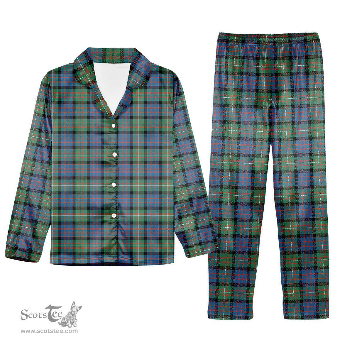ScotsTee Shop Scottish McDonell Of Glengarry Ancient Tartan Pajama Satin Velvet Flannel Pajama Set