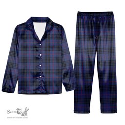 ScotsTee Shop Scottish McCoy Blue Tartan Pajama Satin Velvet Flannel Pajama Set