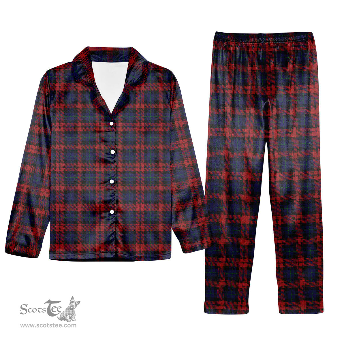 ScotsTee Shop Scottish McLaughlin Tartan Pajama Satin Velvet Flannel Pajama Set