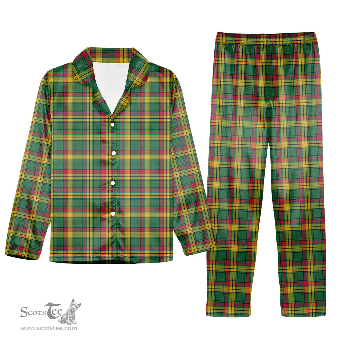 ScotsTee Shop Scottish McMillan Old Ancient Tartan Pajama Satin Velvet Flannel Pajama Set