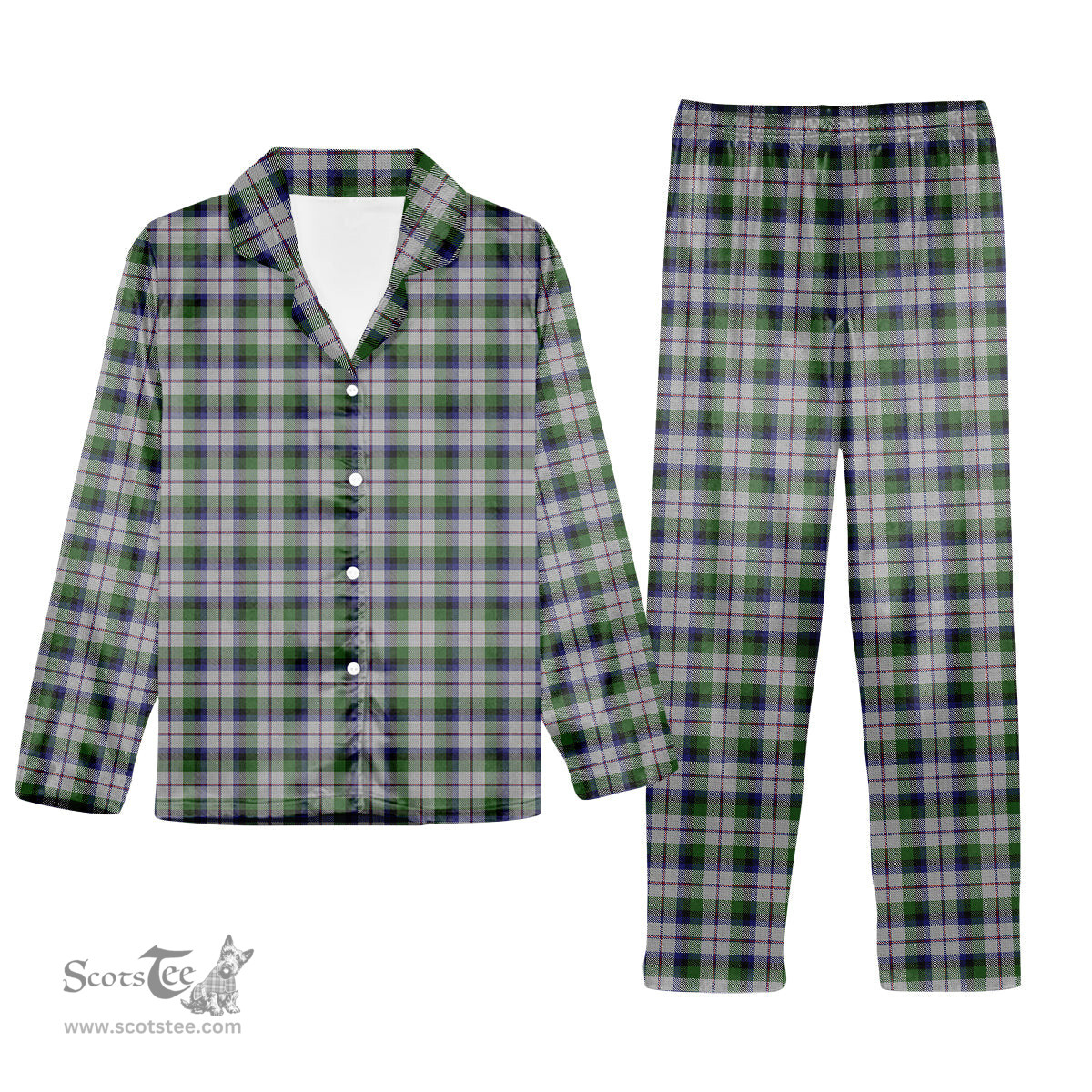 ScotsTee Shop Scottish Mcnaghten Dress Tartan Pajama Satin Velvet Flannel Pajama Set
