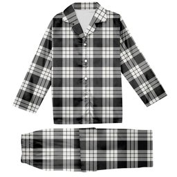 ScotsTee Shop Scottish McFarlane Black White Tartan Pajama Satin Velvet Flannel Pajama Set