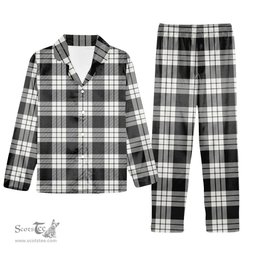 ScotsTee Shop Scottish McFarlane Black White Tartan Pajama Satin Velvet Flannel Pajama Set
