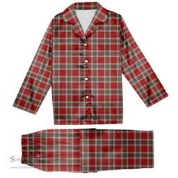 ScotsTee Shop Scottish McLean of Duart Dress Red Tartan Pajama Satin Velvet Flannel Pajama Set