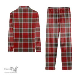ScotsTee Shop Scottish McLean of Duart Dress Red Tartan Pajama Satin Velvet Flannel Pajama Set