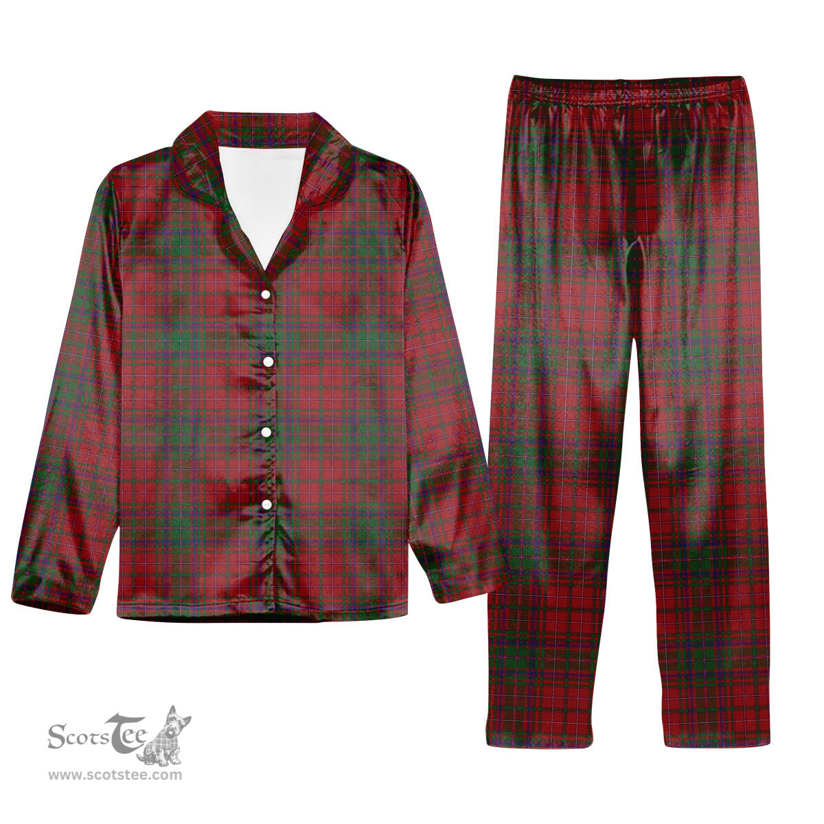 ScotsTee Shop Scottish McDougall Modern Tartan Pajama Satin Velvet Flannel Pajama Set