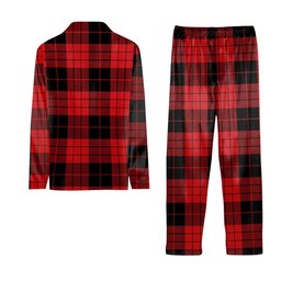 ScotsTee Shop Scottish McLeod Black and Red Modern Tartan Pajama Satin Velvet Flannel Pajama Set