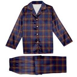 ScotsTee Shop Scottish McLaine of Lochbuie Hunting Modern Tartan Pajama Satin Velvet Flannel Pajama Set