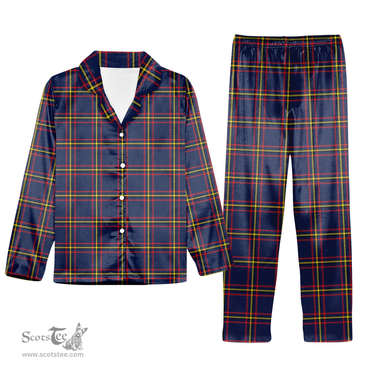 ScotsTee Shop Scottish McLaine of Lochbuie Hunting Modern Tartan Pajama Satin Velvet Flannel Pajama Set