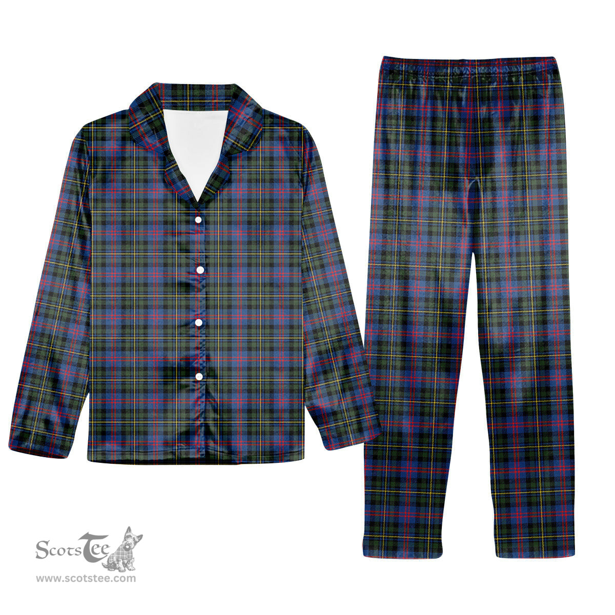 ScotsTee Shop Scottish McCallum of Berwick Modern Tartan Pajama Satin Velvet Flannel Pajama Set