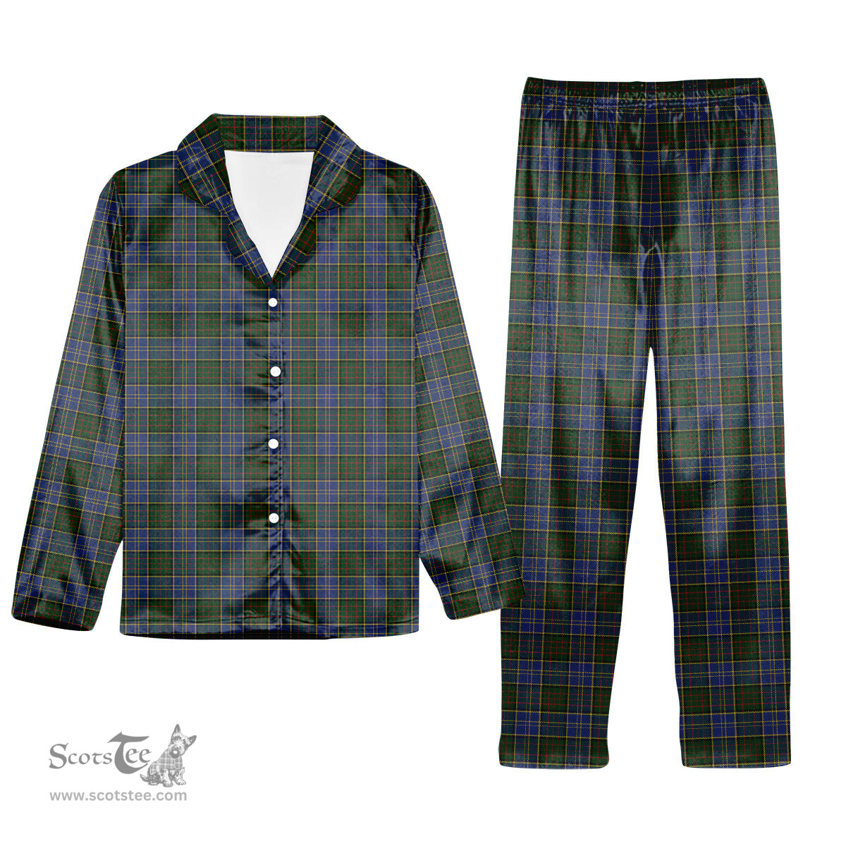 ScotsTee Shop Scottish McMillan Hunting Tartan Pajama Satin Velvet Flannel Pajama Set