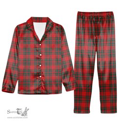 ScotsTee Shop Scottish McIntosh Red Modern Tartan Pajama Satin Velvet Flannel Pajama Set