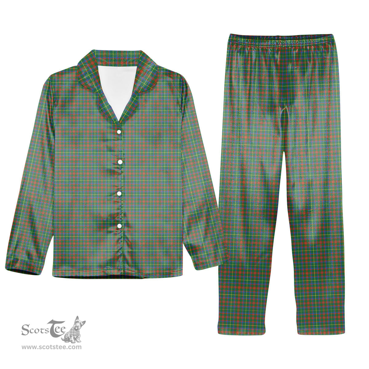 ScotsTee Shop Scottish McIntosh Hunting Ancient Tartan Pajama Satin Velvet Flannel Pajama Set