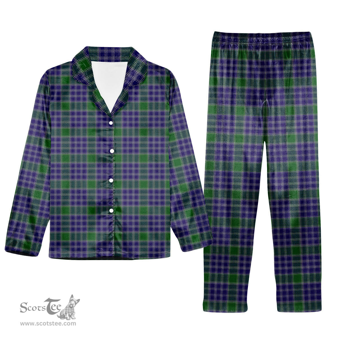 ScotsTee Shop Scottish MacDonald Lord of the Isles Hunting 2 Tartan Pajama Satin Velvet Flannel Pajama Set