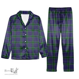 ScotsTee Shop Scottish MacDonald Lord of the Isles Hunting 2 Tartan Pajama Satin Velvet Flannel Pajama Set