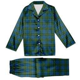 ScotsTee Shop Scottish Melville Two black lines Tartan Pajama Satin Velvet Flannel Pajama Set