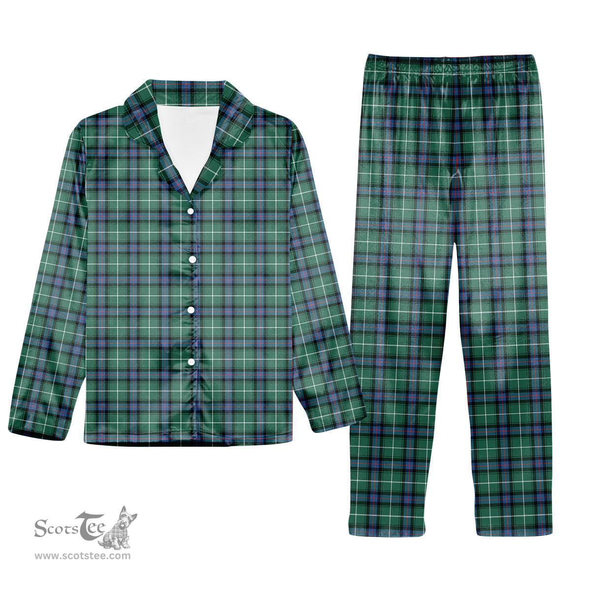 ScotsTee Shop Scottish MacDonald of the Isles Hunting Ancient Tartan Pajama Satin Velvet Flannel Pajama Set