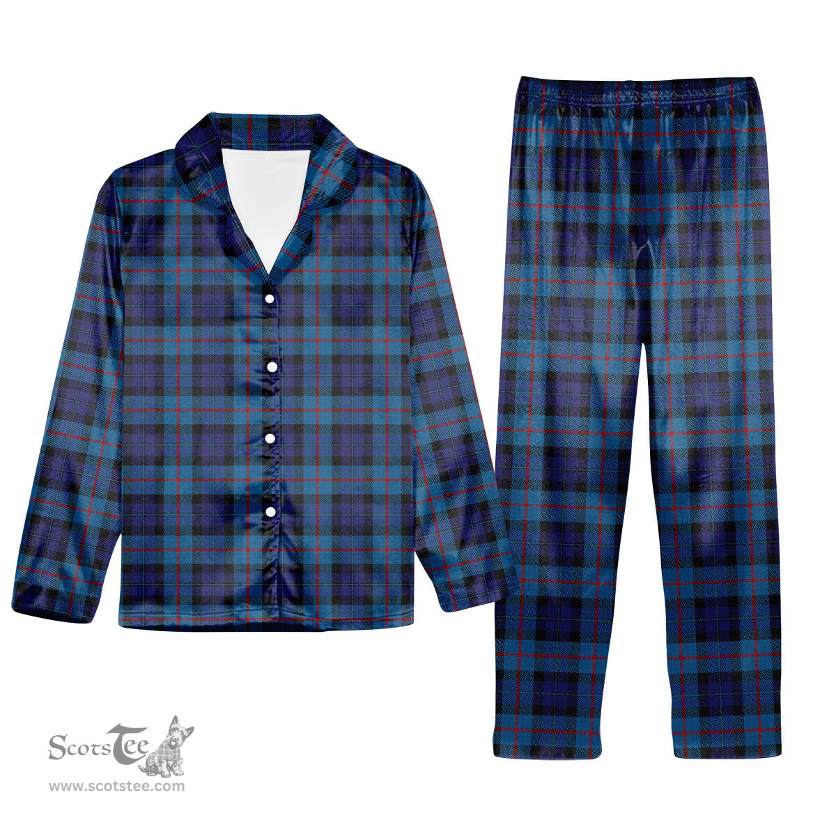 ScotsTee Shop Scottish MacCorquodale 2 Tartan Pajama Satin Velvet Flannel Pajama Set