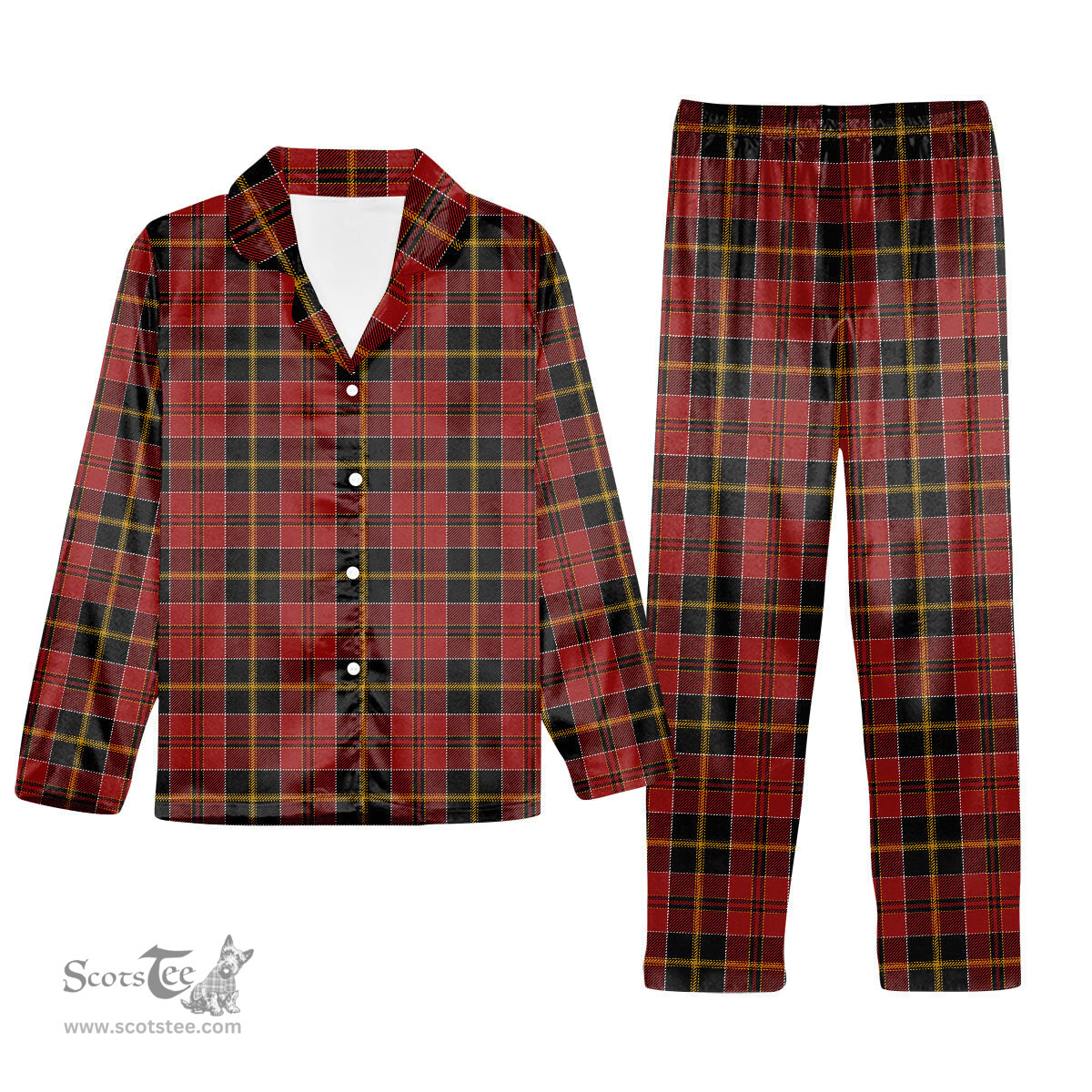 ScotsTee Shop Scottish MacAlister of Skye Tartan Pajama Satin Velvet Flannel Pajama Set
