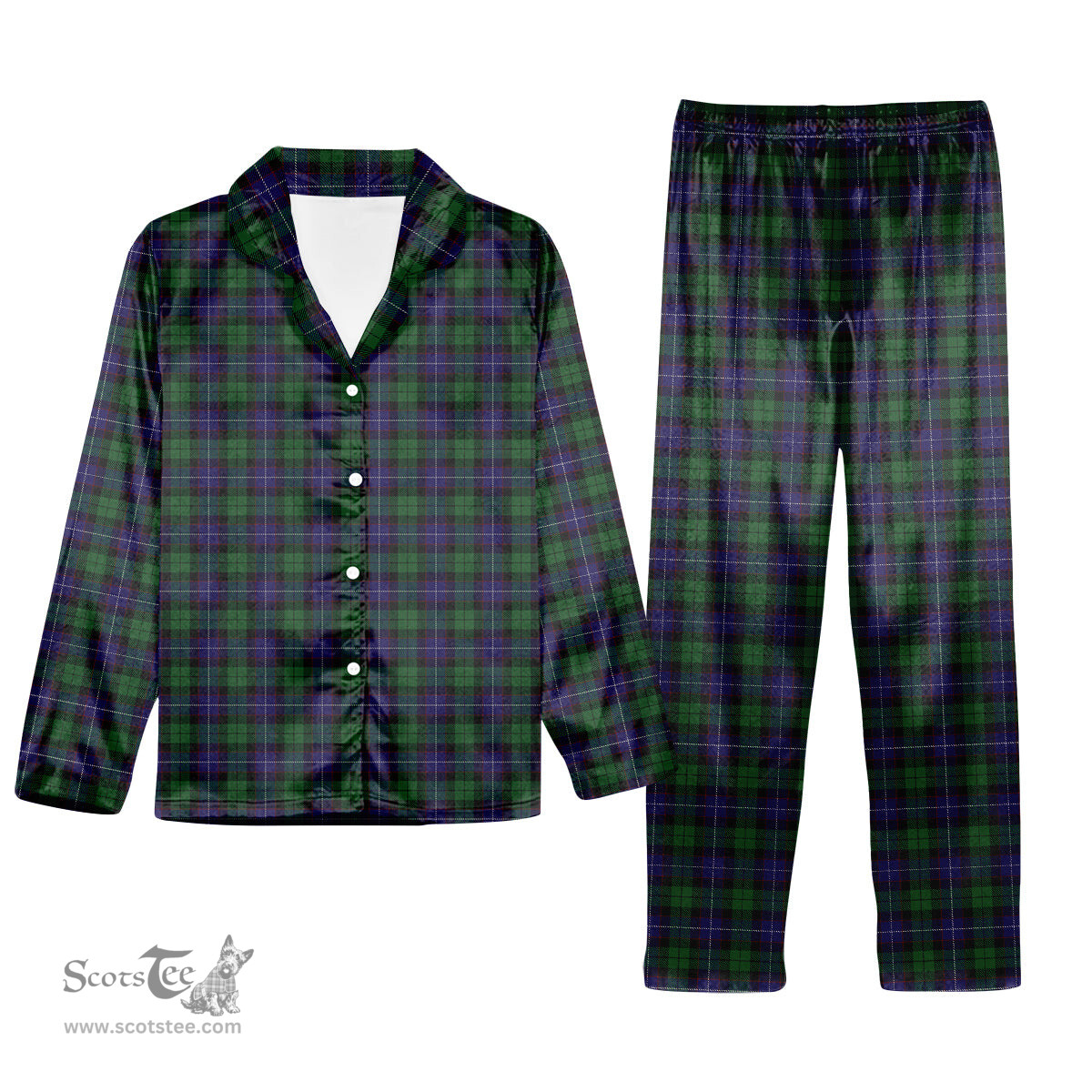 ScotsTee Shop Scottish Mitchell Tartan Pajama Satin Velvet Flannel Pajama Set