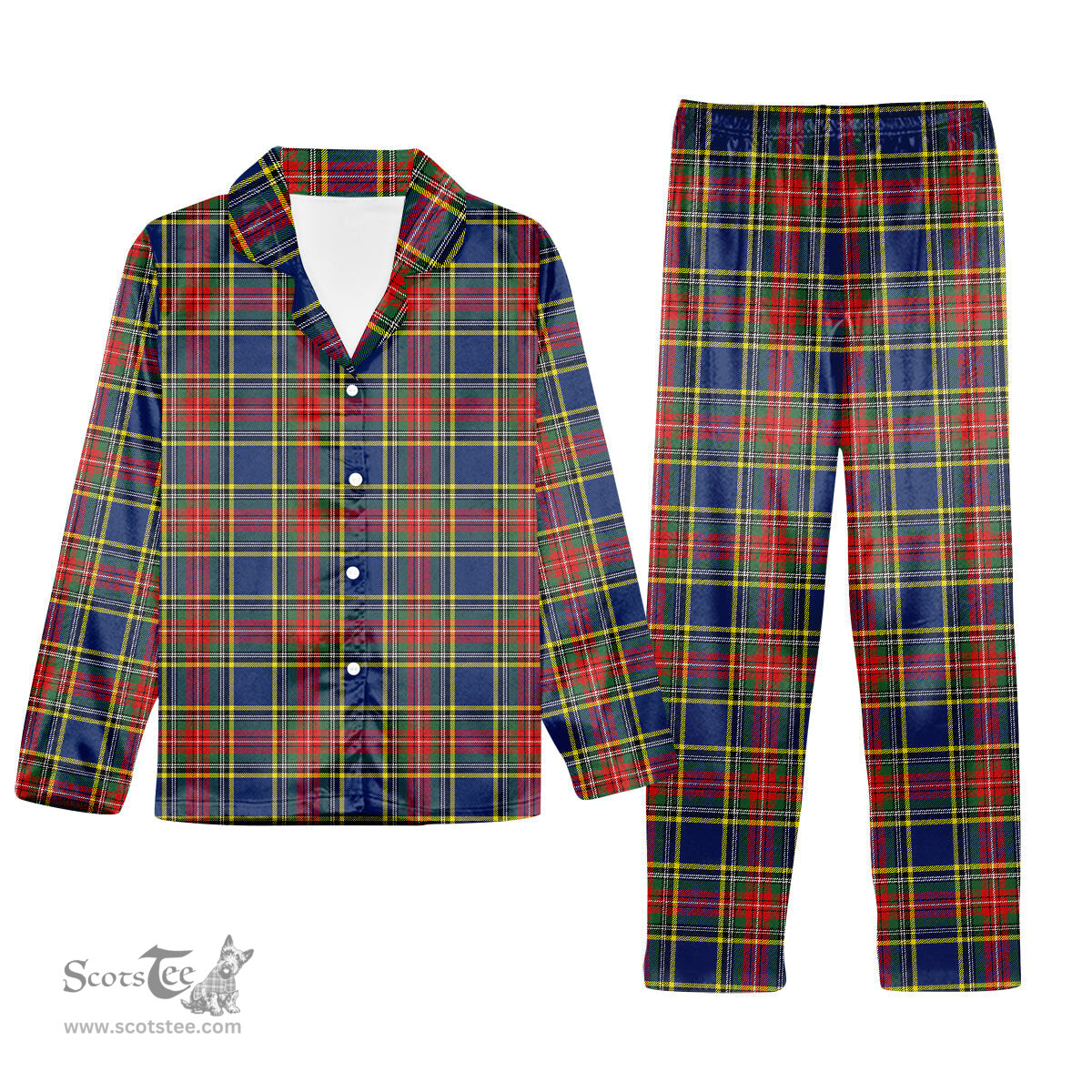 ScotsTee Shop Scottish MacBeth Modern Tartan Pajama Satin Velvet Flannel Pajama Set
