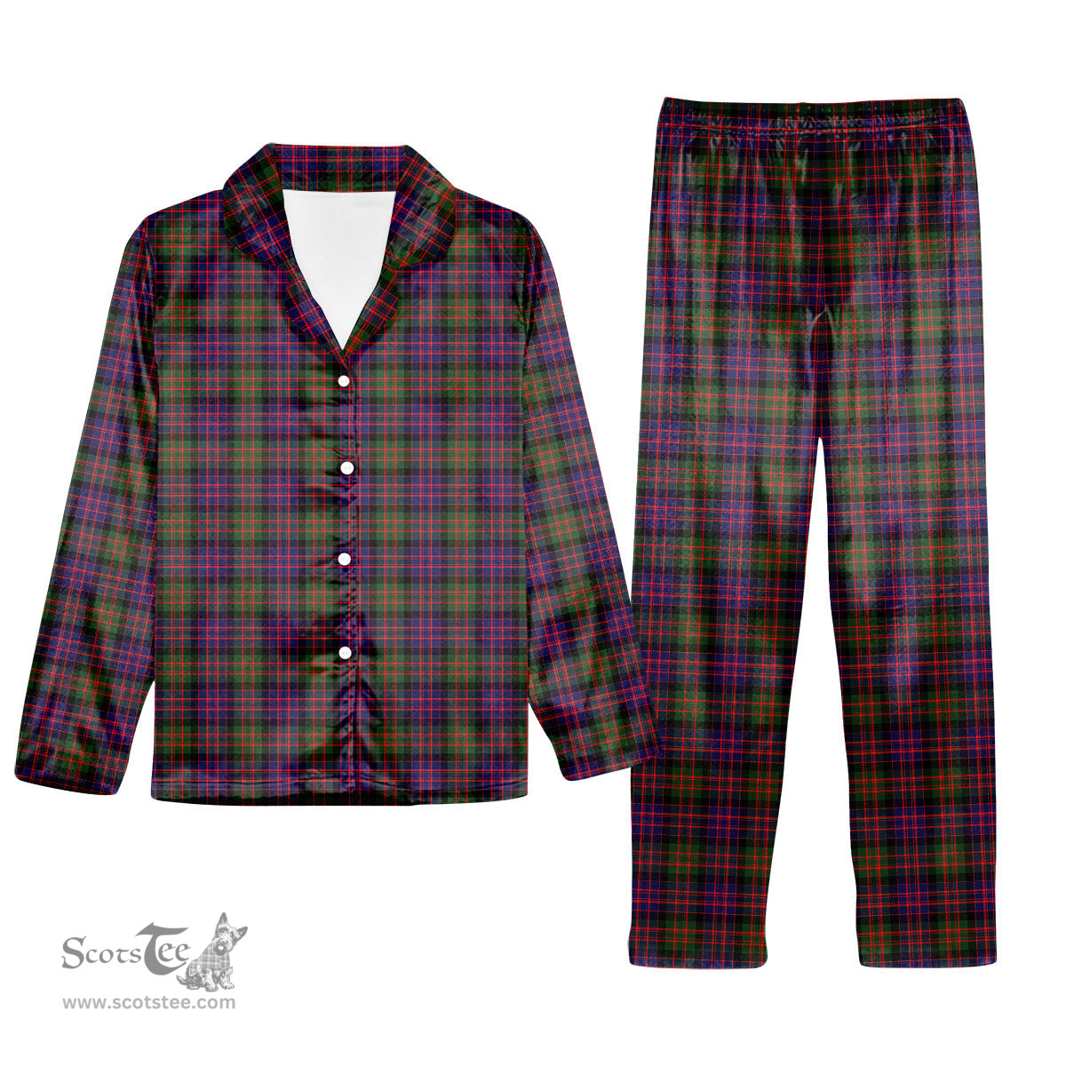 ScotsTee Shop Scottish MacDonald Modern Tartan Pajama Satin Velvet Flannel Pajama Set
