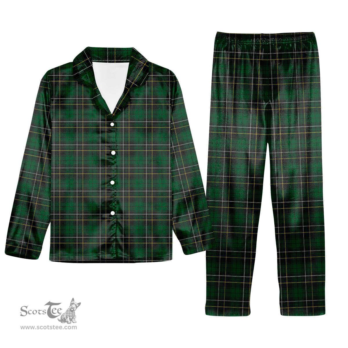 ScotsTee Shop Scottish MacAlpine Tartan Pajama Satin Velvet Flannel Pajama Set