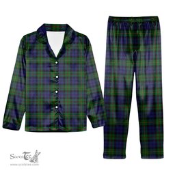 ScotsTee Shop Scottish MacEwen Tartan Pajama Satin Velvet Flannel Pajama Set