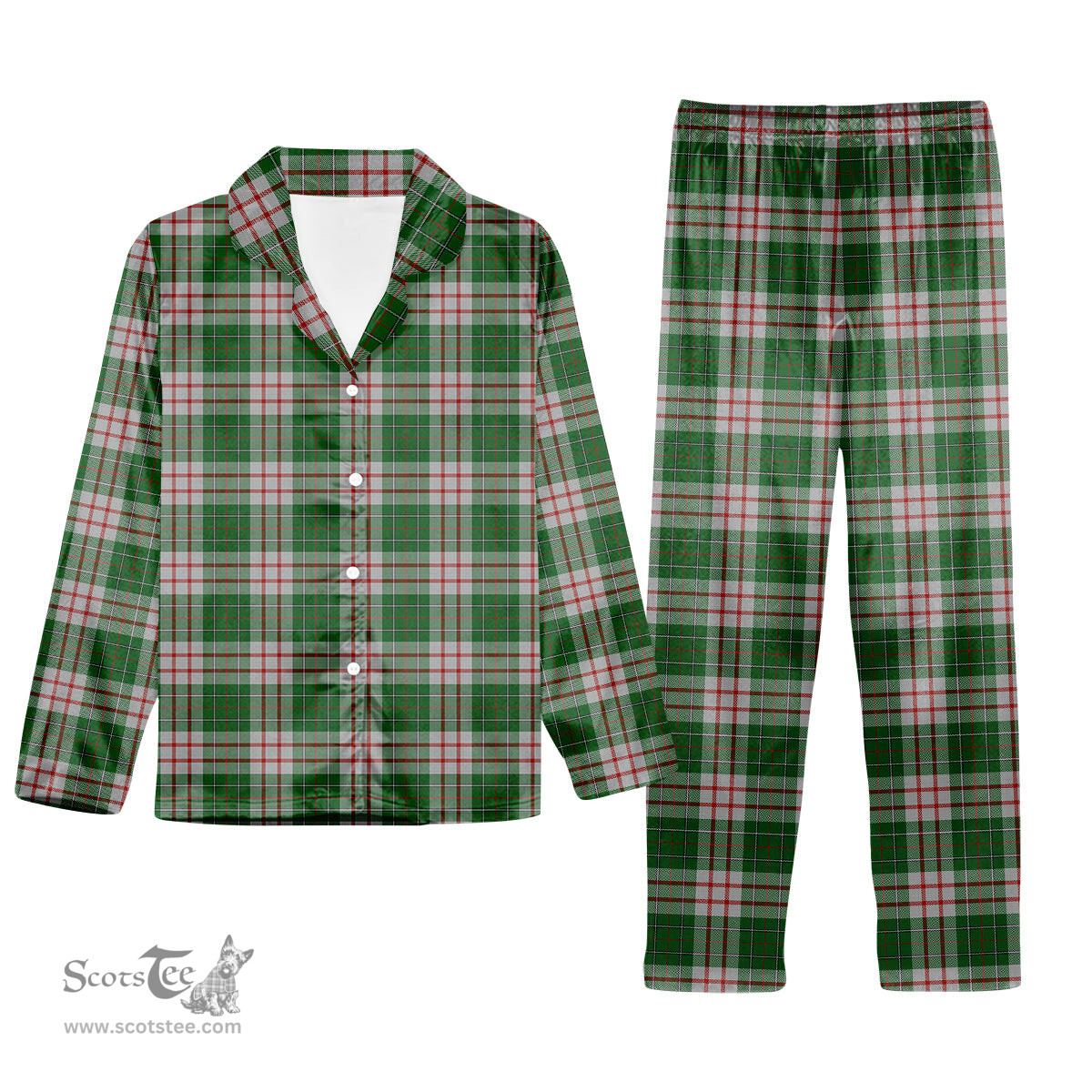 ScotsTee Shop Scottish MacDiarmid Dress Tartan Pajama Satin Velvet Flannel Pajama Set