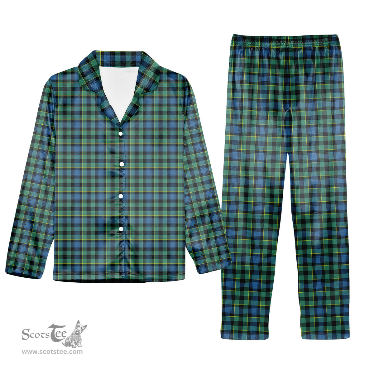 ScotsTee Shop Scottish Mouat Tartan Pajama Satin Velvet Flannel Pajama Set