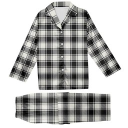ScotsTee Shop Scottish MacFie Black & White Ancient Tartan Pajama Satin Velvet Flannel Pajama Set