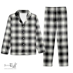 ScotsTee Shop Scottish MacFie Black & White Ancient Tartan Pajama Satin Velvet Flannel Pajama Set