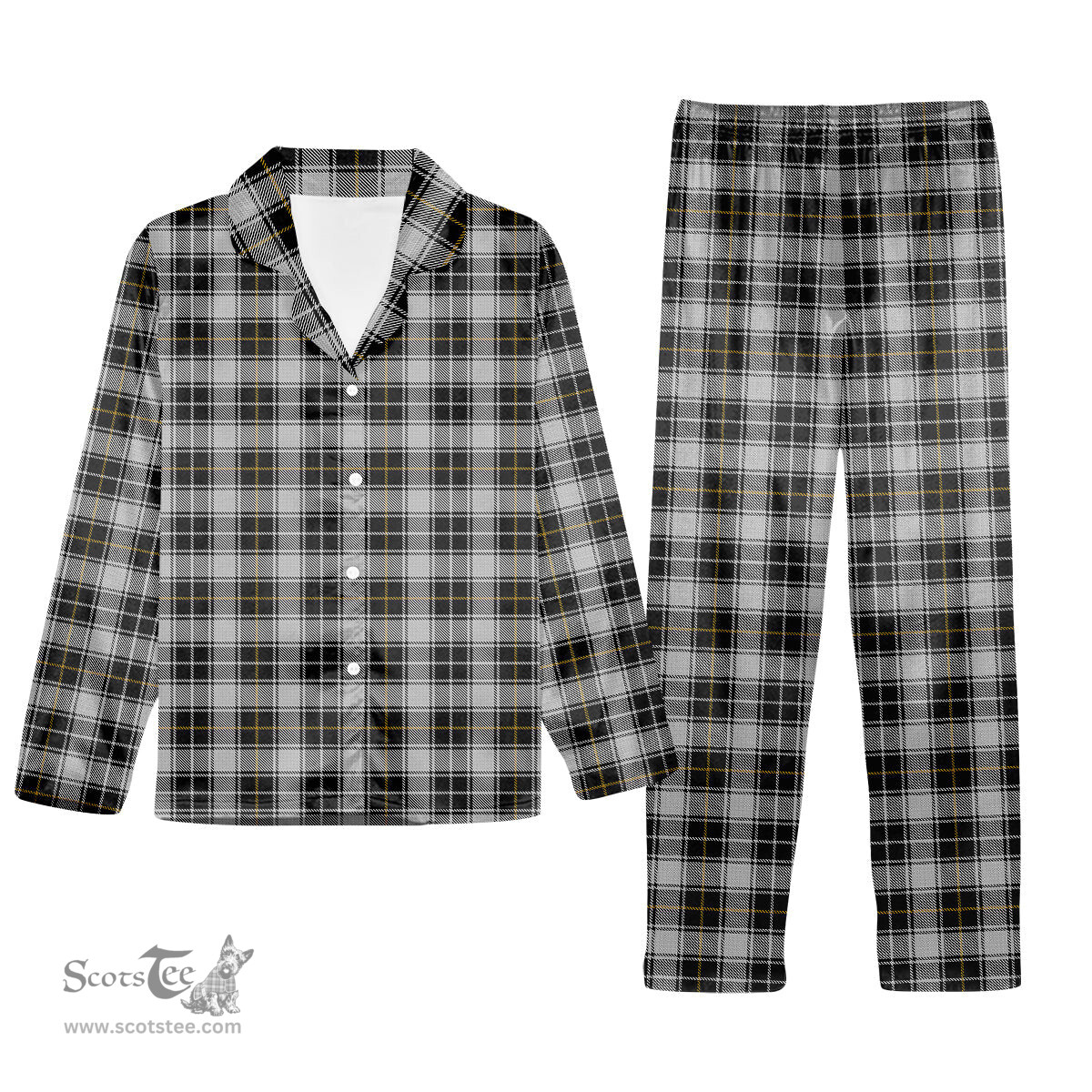 ScotsTee Shop Scottish MacFie of Colonsay Dress Tartan Pajama Satin Velvet Flannel Pajama Set
