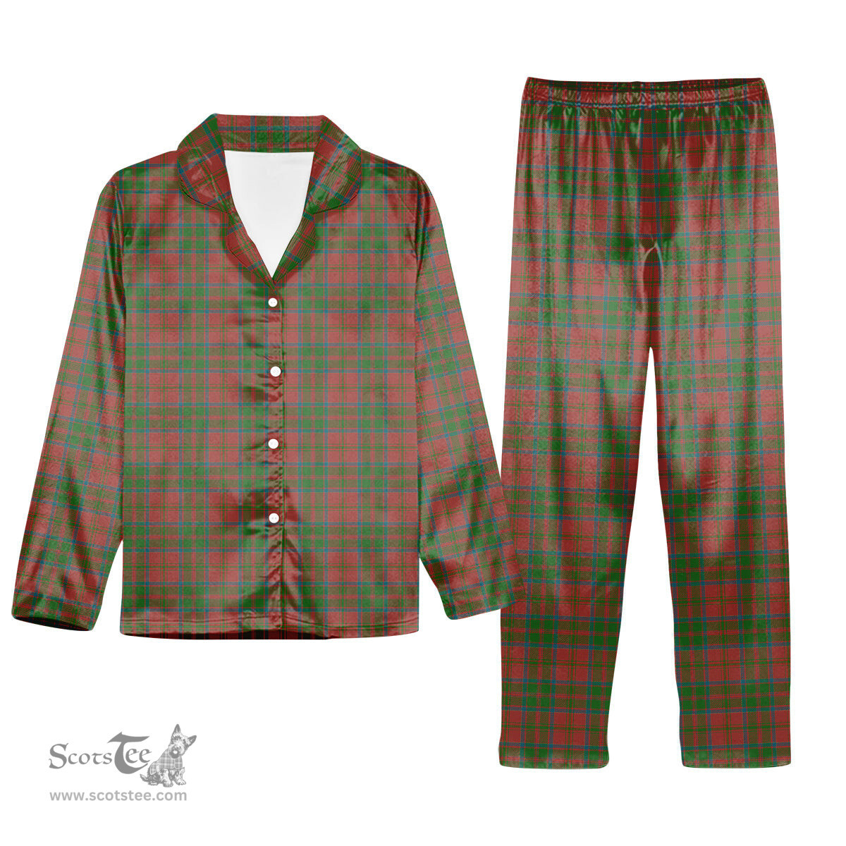 ScotsTee Shop Scottish MacDonald of Glencoe Ancient Tartan Pajama Satin Velvet Flannel Pajama Set
