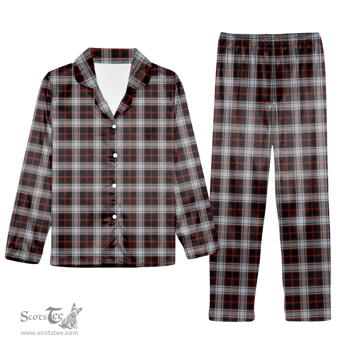 ScotsTee Shop Scottish Merrilees Tartan Pajama Satin Velvet Flannel Pajama Set