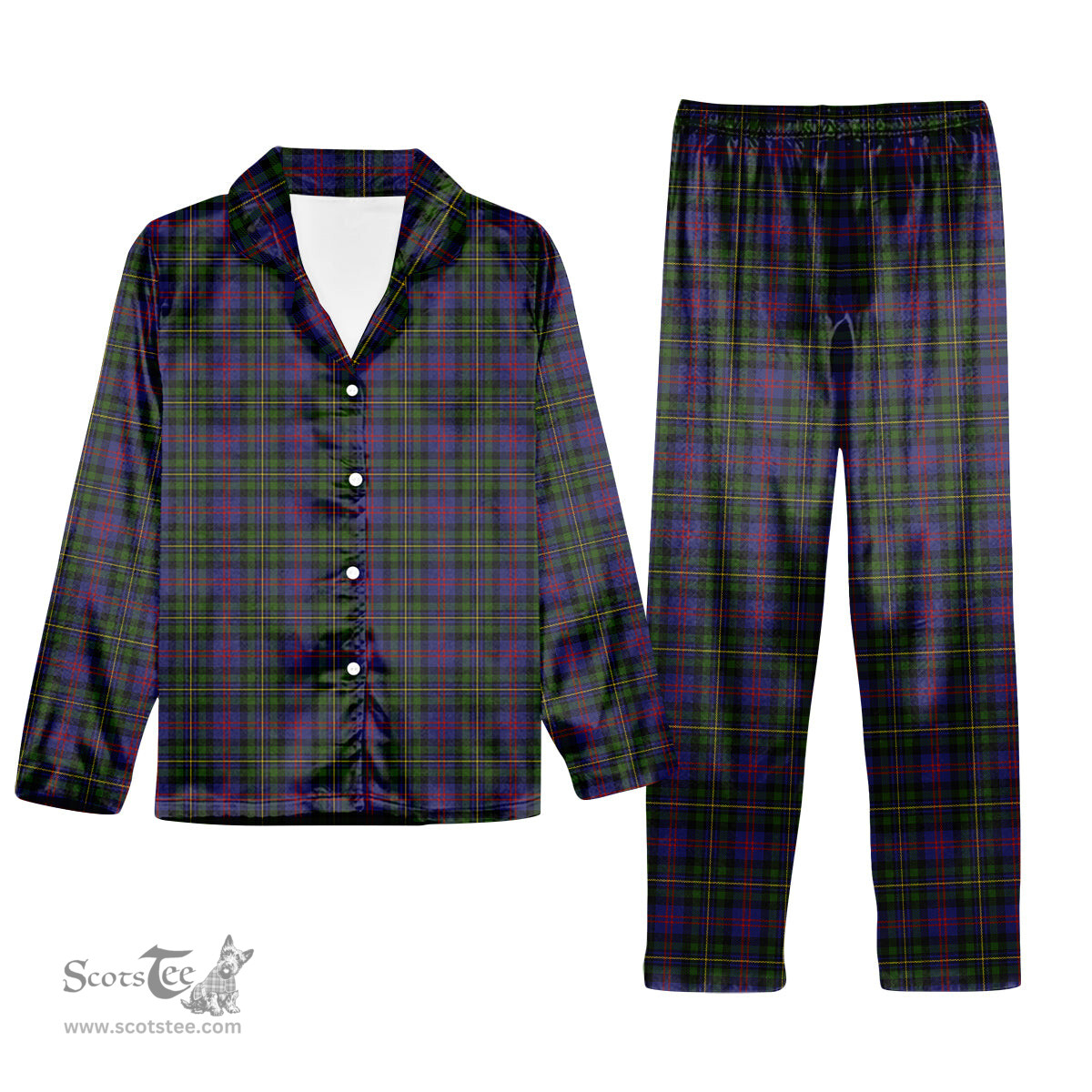 ScotsTee Shop Scottish MacCallum of Berwick Tartan Pajama Satin Velvet Flannel Pajama Set