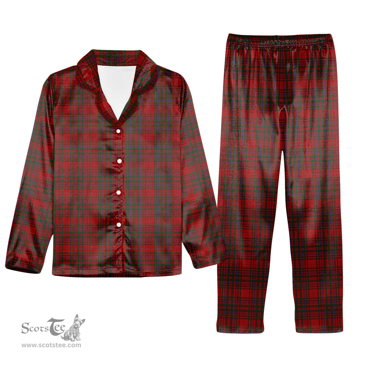 ScotsTee Shop Scottish MacDougall 1906 Tartan Pajama Satin Velvet Flannel Pajama Set