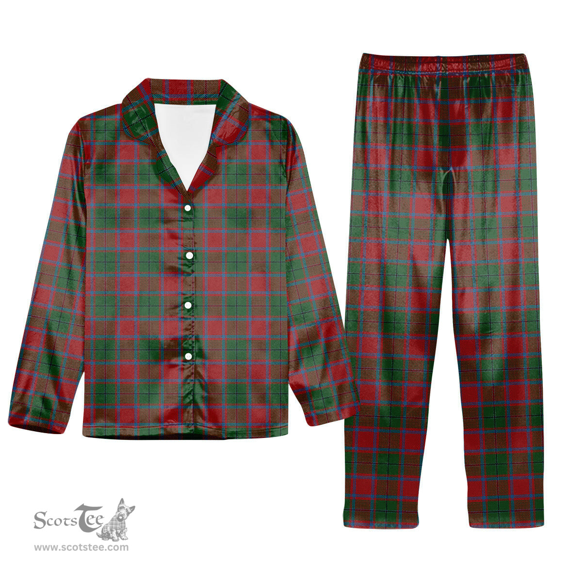 ScotsTee Shop Scottish McPhail Blue Bands Tartan Pajama Satin Velvet Flannel Pajama Set