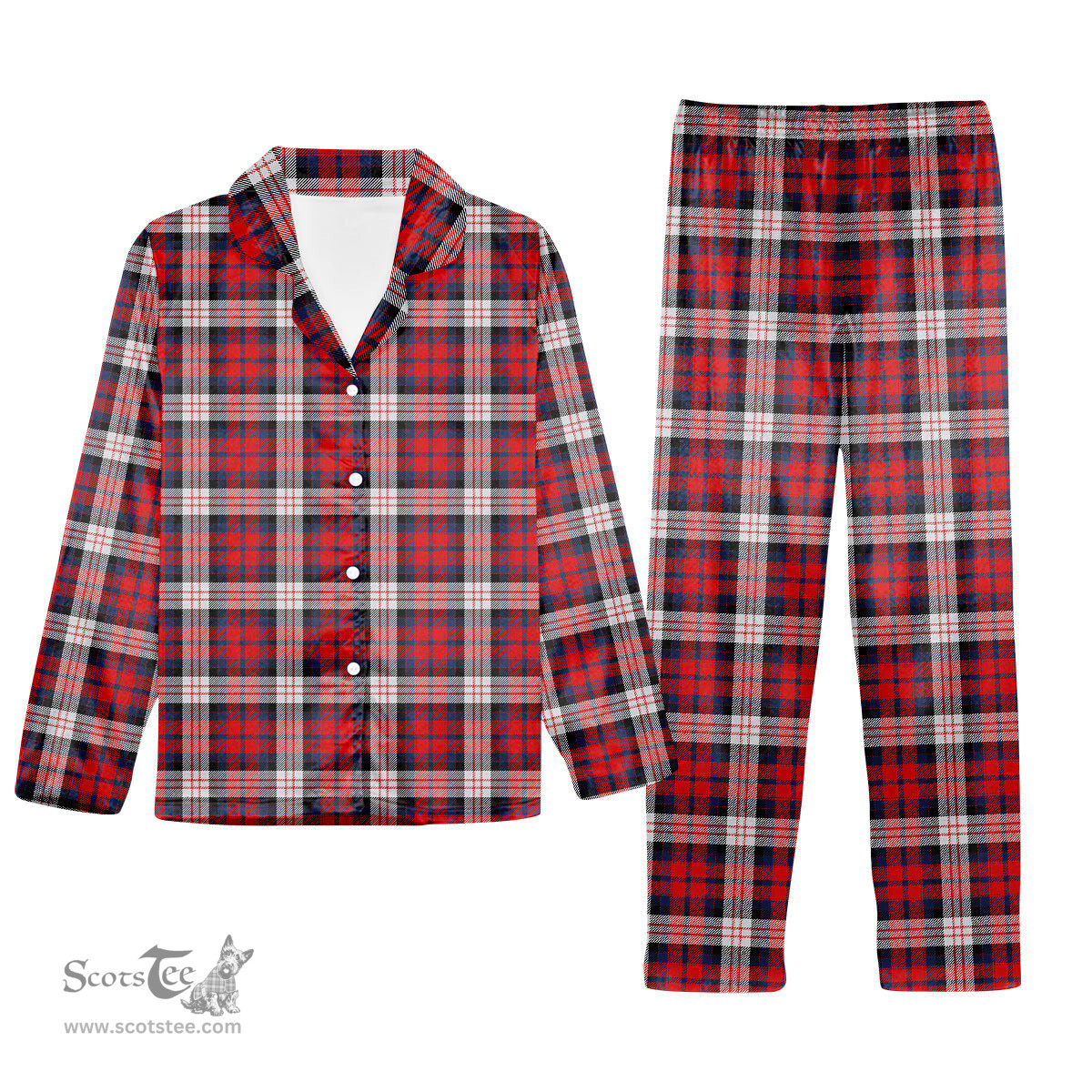 ScotsTee Shop Scottish MacDonald Dress Irish Modern Tartan Pajama Satin Velvet Flannel Pajama Set
