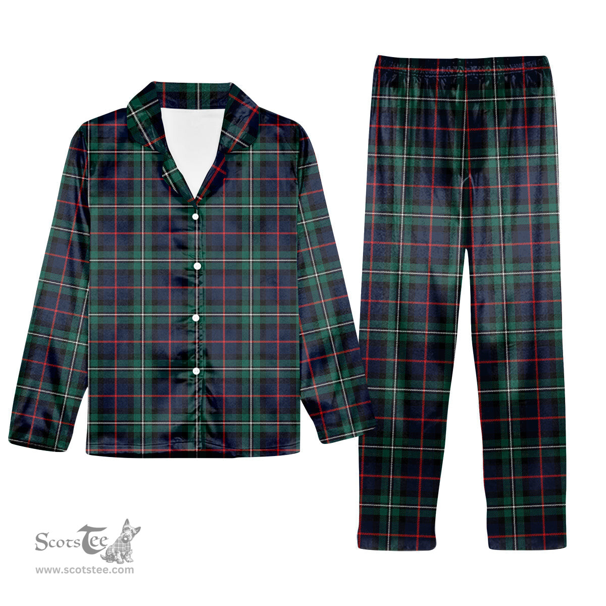 ScotsTee Shop Scottish McPhail Hunting Modern Tartan Pajama Satin Velvet Flannel Pajama Set