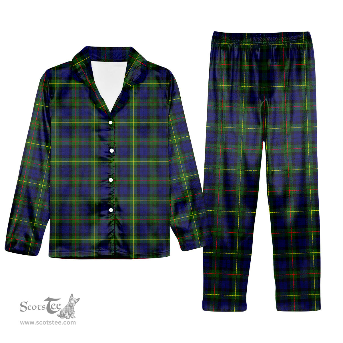 ScotsTee Shop Scottish MacEwen Modern SC Tartan Pajama Satin Velvet Flannel Pajama Set