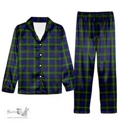 ScotsTee Shop Scottish MacEwen Modern SC Tartan Pajama Satin Velvet Flannel Pajama Set