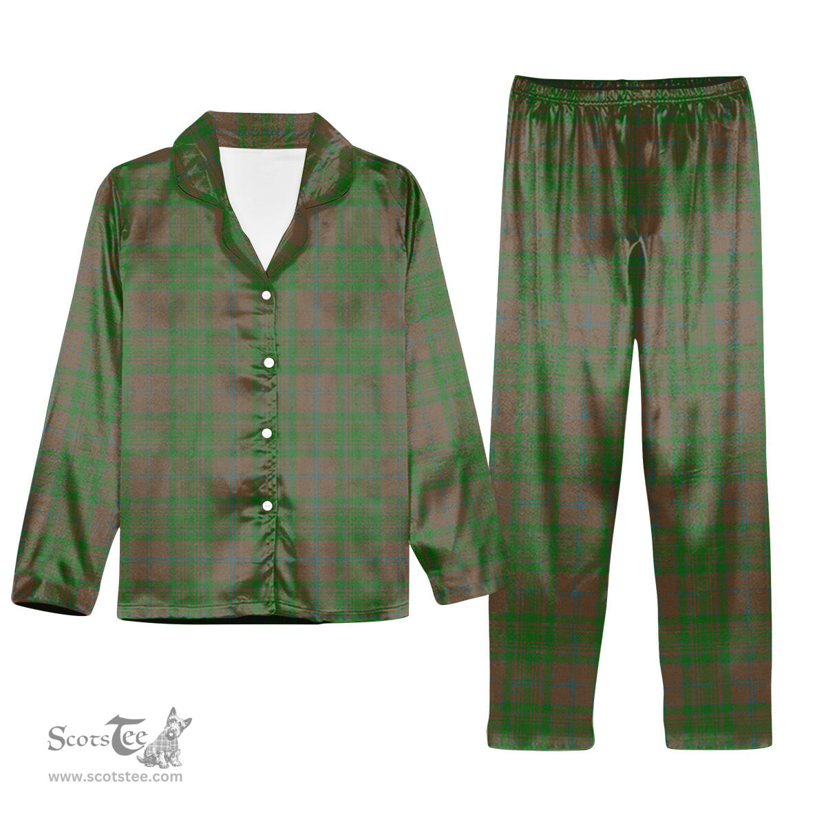 ScotsTee Shop Scottish MacAlister of Glenbarr Hunting Ancient Tartan Pajama Satin Velvet Flannel Pajama Set