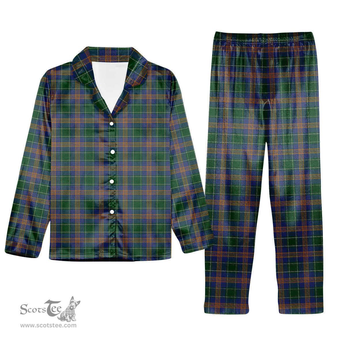 ScotsTee Shop Scottish MacAuliffe Tartan Pajama Satin Velvet Flannel Pajama Set